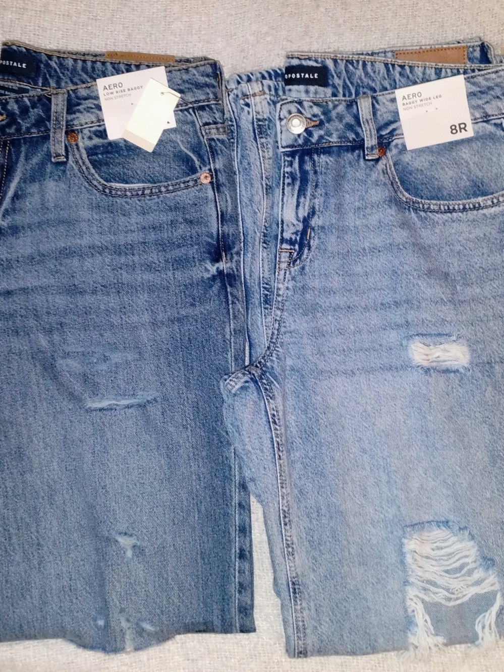Aeropostale Wide Leg Distressed Wide Leg & Low Rise Baggy Jeans Blue Bundle